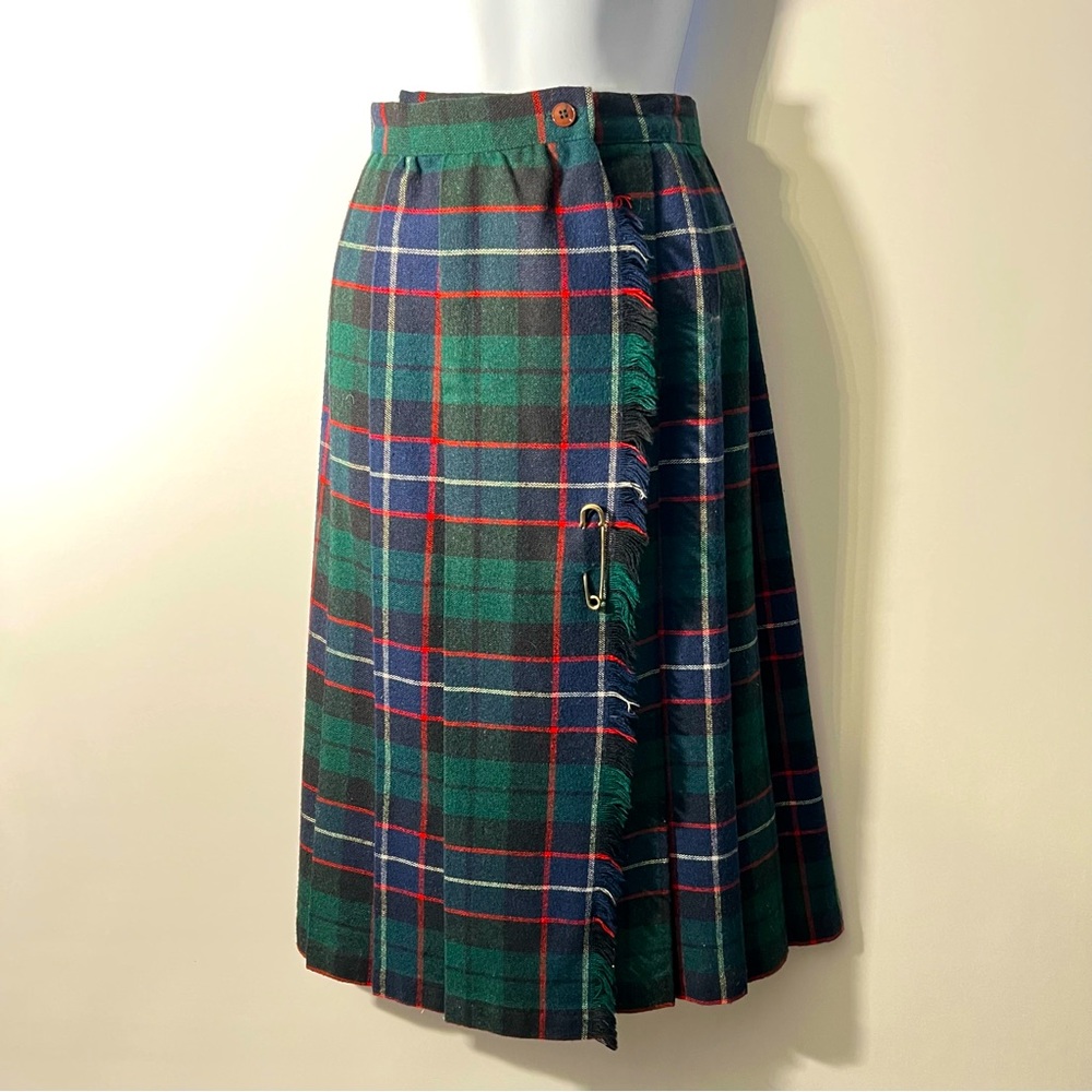 Vintage!! RG New York By Russ Teen Plaid Wrap Around Skirt Girls? Pleated Fringe